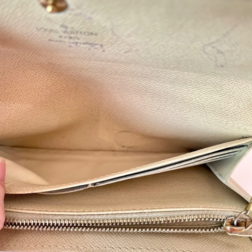 Louis Vuitton Damier Azur Sarah Wallet PorteFeuille LV Canvas - Picture 7 of 16